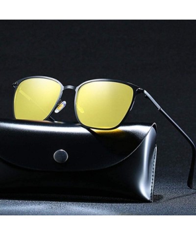 Polarized Sunglasses Men Polarized Square Sunglasses Men Vintage Sun Gold Gray - Black Yellow - CU18Y4SOHIC $8.80 Square