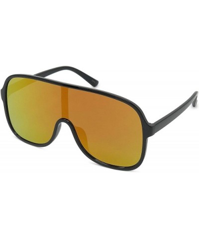 Large Flat Face Modern Aviator Style Sunglasses - Black/Burgundy - CL18KKG9K82 $6.10 Aviator