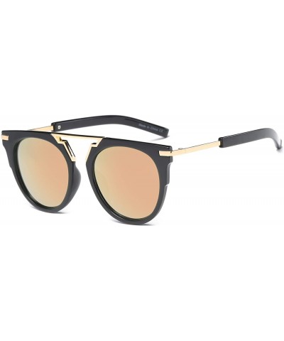 The perfect blend of edgy and feminine- these double-bridged round Sunglasses - Peach - CQ18WQ6ZXSZ $19.18 Round