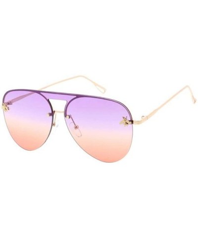 Classic Fashion Flat Top Aviator Reflective Sunglasses A78 - Purple - CC1929AZX3S $7.73 Aviator