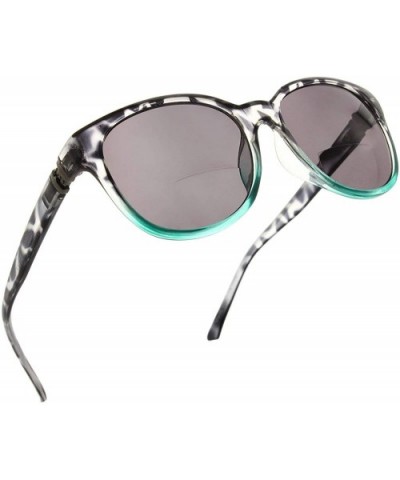 Cateye Bifocal Reading Sunglasses for Women Sunglass Readers with Designer Style - Black/Teal - CL182YA2S6R $19.40 Cat Eye