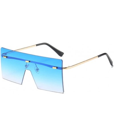 Square Frameless One-Piece Personality Big Frame Sunglasses Sunglasses - 4 - CP19080726G $24.23 Sport