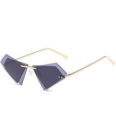 Women Fashion Sunglasses Double Triangular Ocean Slice Sunglasses With Case UV400 Protection - CQ18X6YTDKS $9.37 Rimless