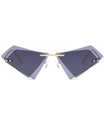 Women Fashion Sunglasses Double Triangular Ocean Slice Sunglasses With Case UV400 Protection - CQ18X6YTDKS $9.37 Rimless