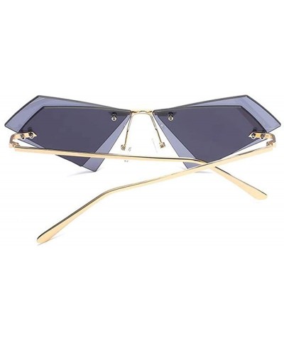 Women Fashion Sunglasses Double Triangular Ocean Slice Sunglasses With Case UV400 Protection - CQ18X6YTDKS $9.37 Rimless