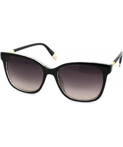 Womens Snug Thin Plastic Boyfriend Horn Rim Sunglasses - Black Grey Brown - CF18WQYK6NE $6.41 Rectangular