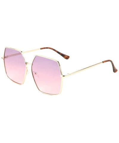 Demi Ears Geometric Polygon Thin Metal Frame Oceanic Color Sunglasses - Pink - CJ197S6NGA4 $11.74 Butterfly