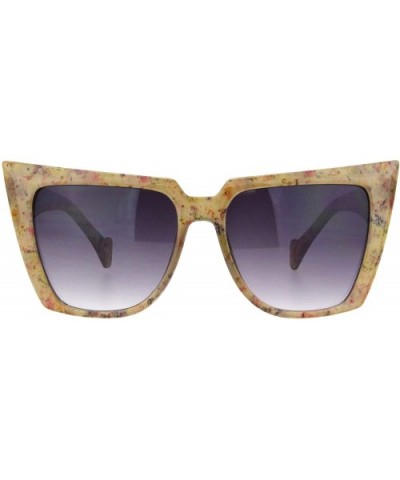 Womens Ditsy Flower Print Oversize Bat Cat Eye Chic Sunglasses - Peach - CU18Q7AQSTI $9.34 Cat Eye