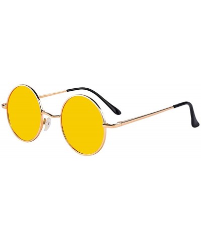 Round Retro Polaroid Sunglasses Hippie Shades for Men and Women - Yellow - CL18S40QE52 $5.58 Round