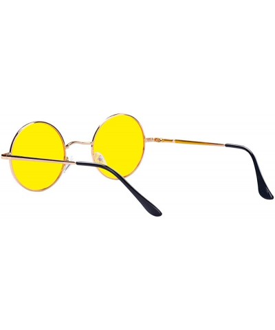 Round Retro Polaroid Sunglasses Hippie Shades for Men and Women - Yellow - CL18S40QE52 $5.58 Round