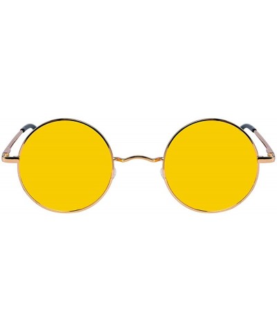 Round Retro Polaroid Sunglasses Hippie Shades for Men and Women - Yellow - CL18S40QE52 $5.58 Round