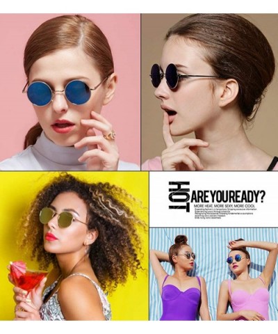 Round Retro Polaroid Sunglasses Hippie Shades for Men and Women - Yellow - CL18S40QE52 $5.58 Round