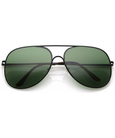 Classic Oversize Metal Semi Rimless Teardrop Flat Lens Aviator Sunglasses 62mm - Black / Green - C1182A5H42E $6.57 Rimless