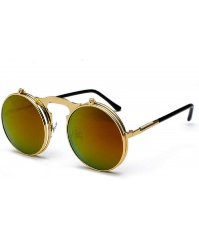 Vintage Steampunk Flip Sunglasses Retro Round Metal Frame Sun Glasses Men Women Brand Designer Circle Oculos - CP19850R0MO $1...