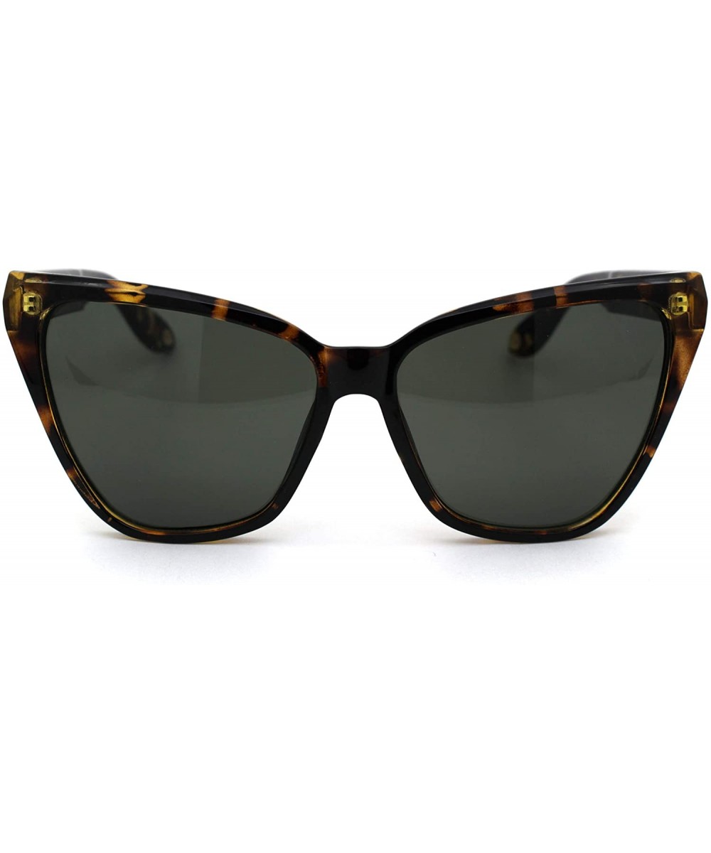 Womens Retro Oversized Squared Cat Eye Fashion Sunglasses - Tortoise Green - CU18Z6TLD27 $8.53 Oversized