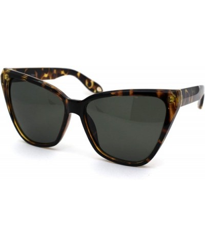 Womens Retro Oversized Squared Cat Eye Fashion Sunglasses - Tortoise Green - CU18Z6TLD27 $8.53 Oversized