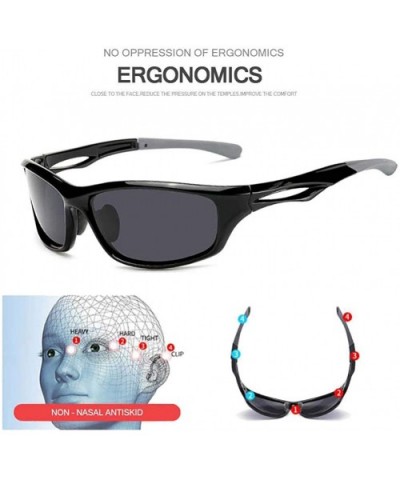 Polarized Sports Sunglasses for Men Cycling Driving Fishing Golf Tr90 Unbreakable Frame - CA18TNS8G77 $14.75 Rectangular