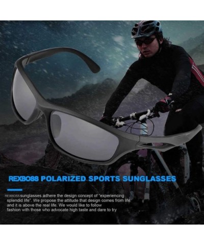 Polarized Sports Sunglasses for Men Cycling Driving Fishing Golf Tr90 Unbreakable Frame - CA18TNS8G77 $14.75 Rectangular