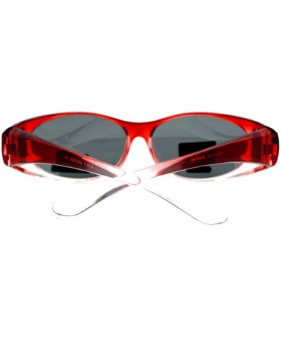 Unisex Fit Over Glasses Polarized Sunglasses Oval Frame Ombre Color Black Lens - Red - CM11YHJ7RV7 $10.85 Oval