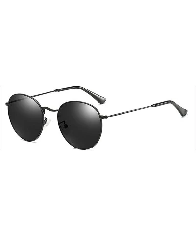 Retro Round Sunglasses Men Polarized Uv400 2019 Summer Sun Glasses Male Driving Metal Frame Gold Black Green - CD197Y7GSRM $2...