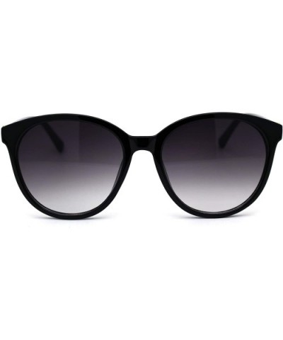 Womens Designer Fashion Round Horn Rim Sunglasses - Black Gold Smoke - CZ197LLUKX6 $7.62 Round