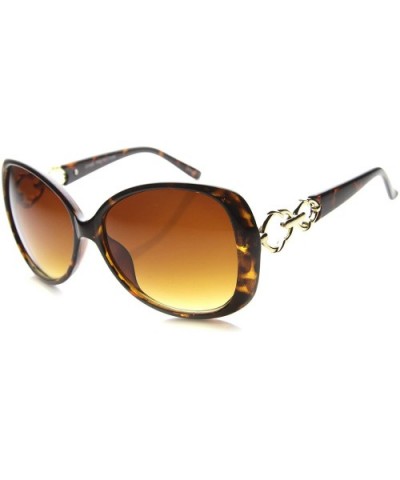 Women's Oversize Metal Accent Temple Butterfly Sunglasses 52mm - Tortoise-gold / Amber - CL126OMW8DB $8.79 Butterfly