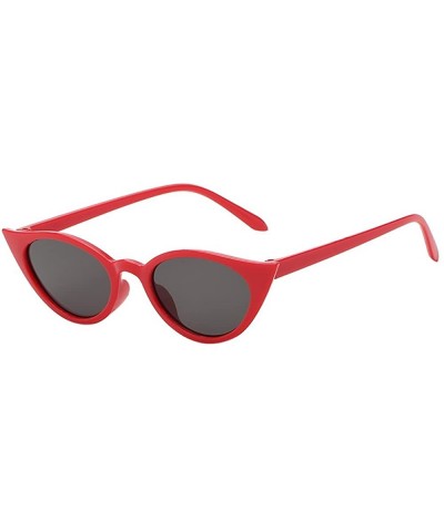 Retro Tinted Lens Cat Eye Sunglasses-Small Frame Skinny Colorful Lens Mini Narrow Square Vintage Sunglasses - C - CZ194KHSHT4...