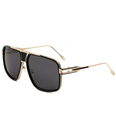 Gazelle Tycoon Aviator Sunglasses w/Multicolor Lenses - Black & Gold - CR18OZ55UZQ $8.98 Square