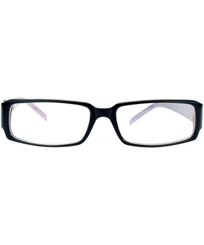 Flor de Lis Womens Narrow Rectangular Clear Lens Eye Glasses - Black Lavender - CI11ATARMA1 $7.91 Rectangular