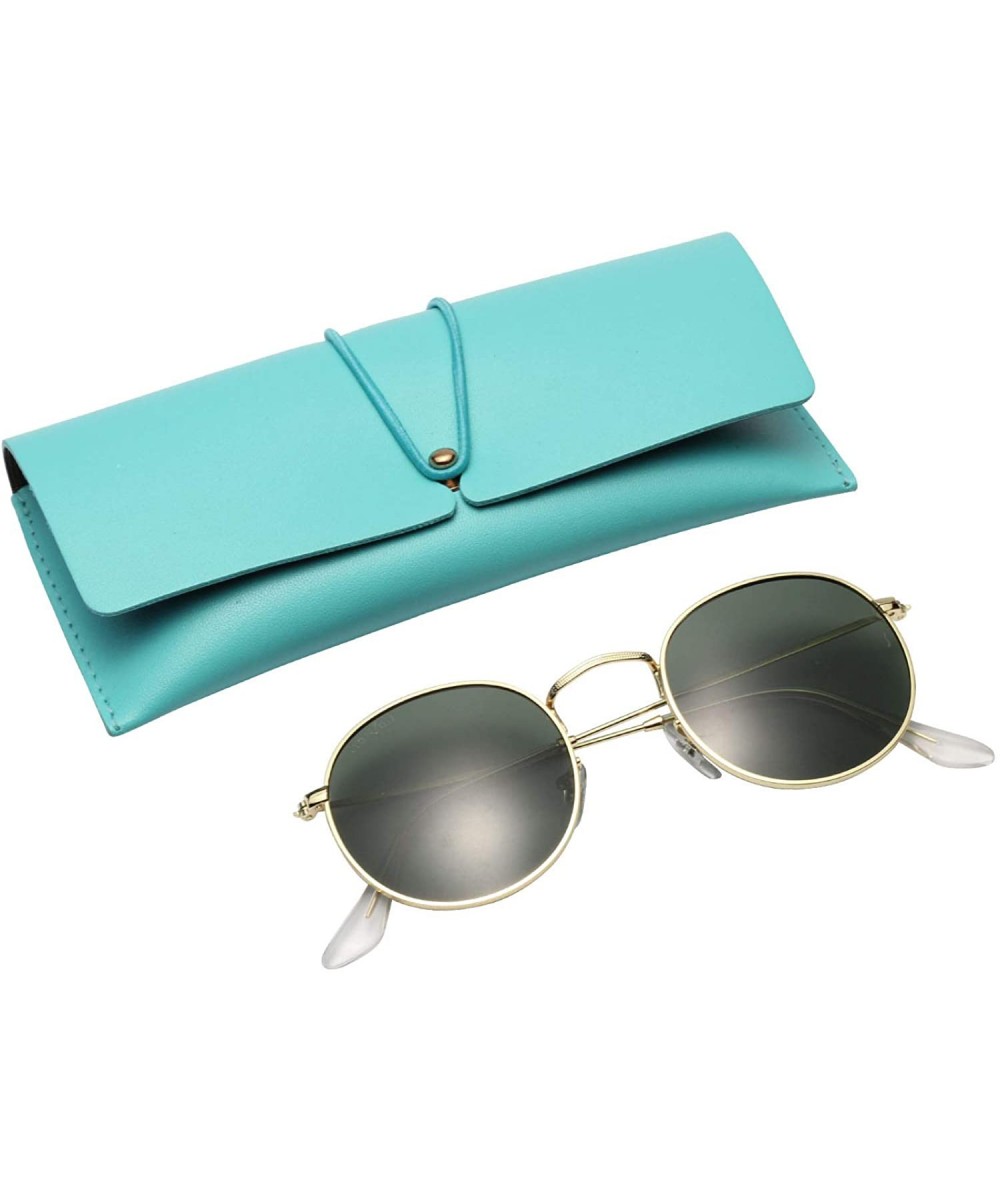 Classic Retro Metal Frame Round Circle Mirrored Sunglasses Men Women Glasses 3447 - Gngl With Bag - CU18M4GZ79Z $9.47 Round