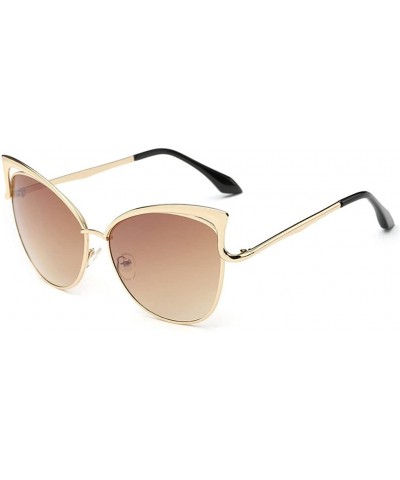 Womens Cat Eye Fashionable Oversized Frame Sunglasses Retro Round Lens - Brown - C2183GUM4AY $10.14 Cat Eye