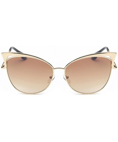 Womens Cat Eye Fashionable Oversized Frame Sunglasses Retro Round Lens - Brown - C2183GUM4AY $10.14 Cat Eye