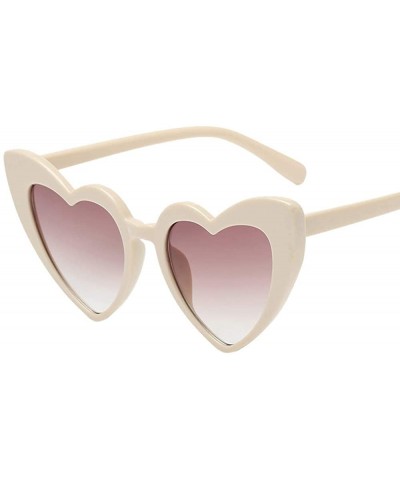 Women Retro Fashion Heart-shaped Shades Sunglasses Integrated UV Glasses - G - CG18TOTR3WT $6.87 Square
