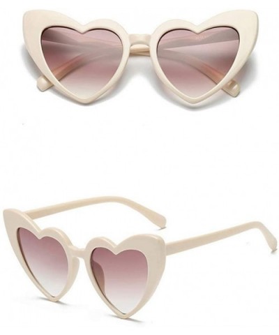 Women Retro Fashion Heart-shaped Shades Sunglasses Integrated UV Glasses - G - CG18TOTR3WT $6.87 Square