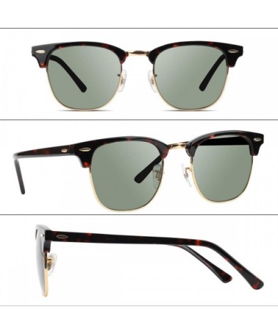 Glass Lens Sunglasses for Men and Women Plank Frame Metal Hinge Fashion Driving Vintage Sun Glasses - CV1948ROWTM $19.59 Sport