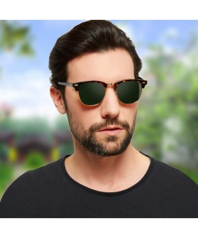 Glass Lens Sunglasses for Men and Women Plank Frame Metal Hinge Fashion Driving Vintage Sun Glasses - CV1948ROWTM $19.59 Sport