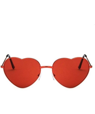 Women Cute Heart Shape Metal Frame Sunglasses with Case UV400 Protection - Red Frame/Red Lens - CW18WRUKNKZ $8.19 Rimless