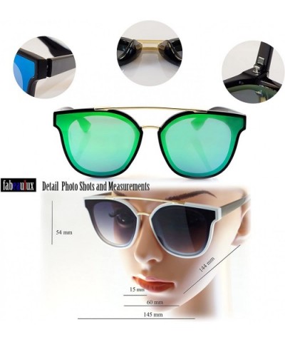 Horn Rimmed Gradient Mirror Lens Cat-Eye Aviator Couple Sunglasses A198 - White/ Black Gr - CK18ELADEW2 $8.70 Round