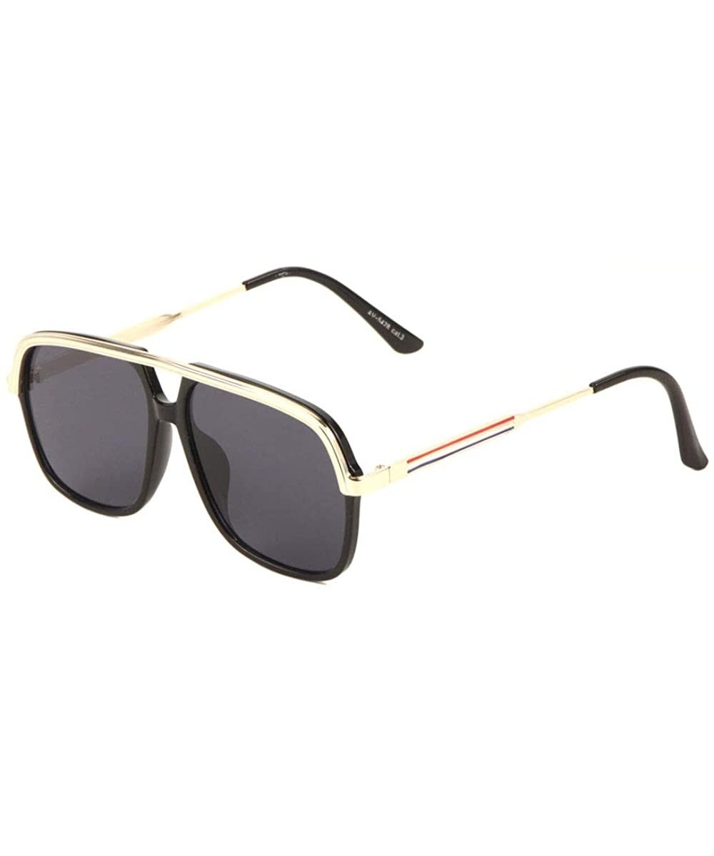 One Piece Extended Frame Top Bar Round Aviator Sunglasses - Black - CN197U88OYY $11.59 Aviator