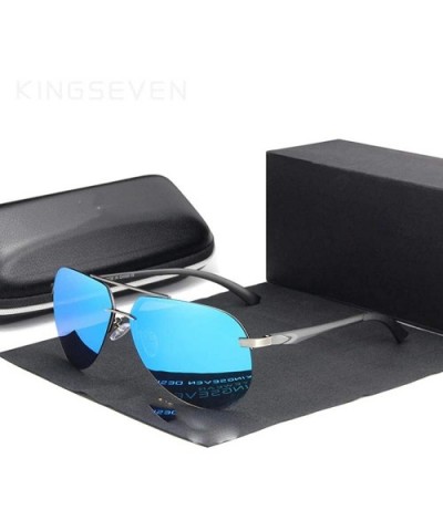 Aluminum Magnesium Polarized Rimless Lens Sunglasses For Men High GRAY BLUE - Gray Green - CZ18Y4RN2CH $15.22 Rimless