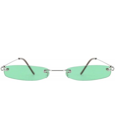 Vintage Rectangle Sunglasses for Women Men Retro Small Thin Sunglasses Metal Frame - 05-green - CI18G236AO8 $13.70 Rimless