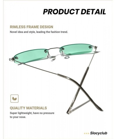 Vintage Rectangle Sunglasses for Women Men Retro Small Thin Sunglasses Metal Frame - 05-green - CI18G236AO8 $13.70 Rimless