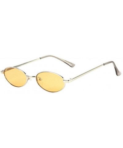 Slim Oval Round Classic Metal Sunglasses - Silver Metallic Frame - CC18UXCKG56 $8.10 Oval