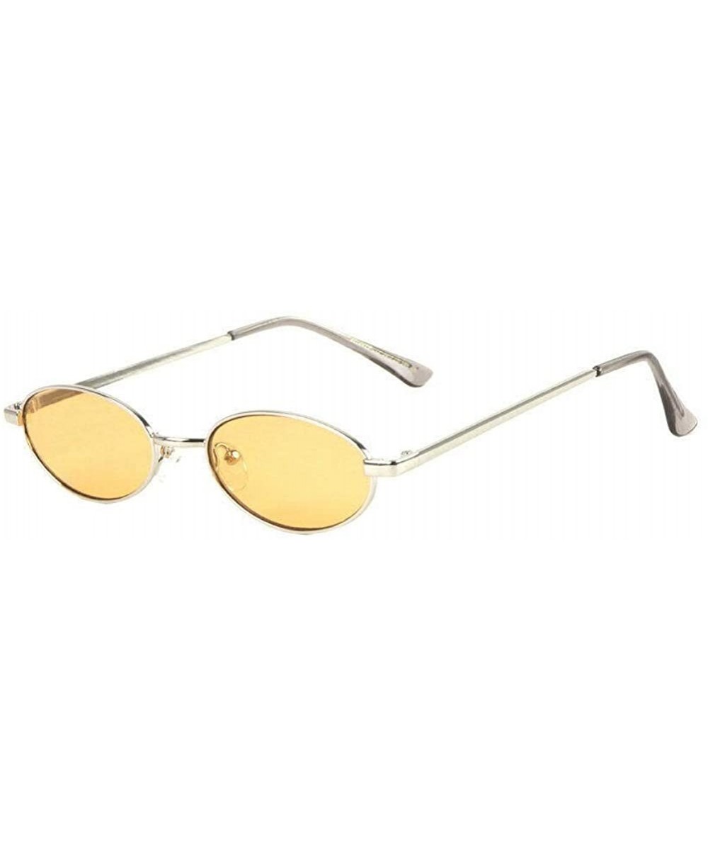 Slim Oval Round Classic Metal Sunglasses - Silver Metallic Frame - CC18UXCKG56 $8.10 Oval