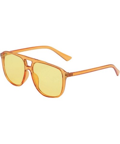 Womens Vintage Retro Sunglasses Oversize Frame Plastic Square Frame Eyewear - Yellow - CU18U67X2GY $6.42 Oversized