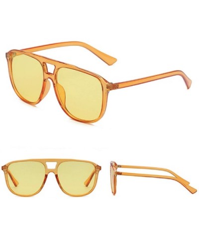 Womens Vintage Retro Sunglasses Oversize Frame Plastic Square Frame Eyewear - Yellow - CU18U67X2GY $6.42 Oversized