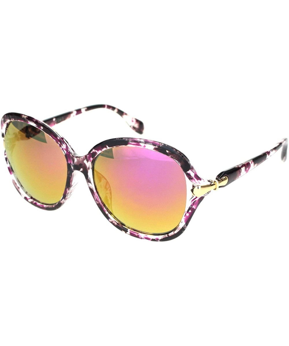Womens Ribbon Expose Side Lens Luxury Butterfly Sunglasses - Purple Tortoise Purple Mirror - CA18OQWH50U $7.36 Butterfly