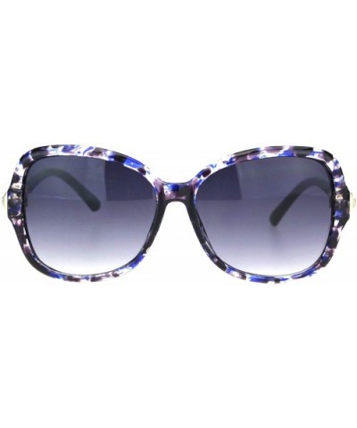 Womens Large Rhinestone Hinge Gradient Lens Butterfly Plastic Sunglasses - Purple Tortoise Gold Smoke - CR18OQU98MX $8.12 But...