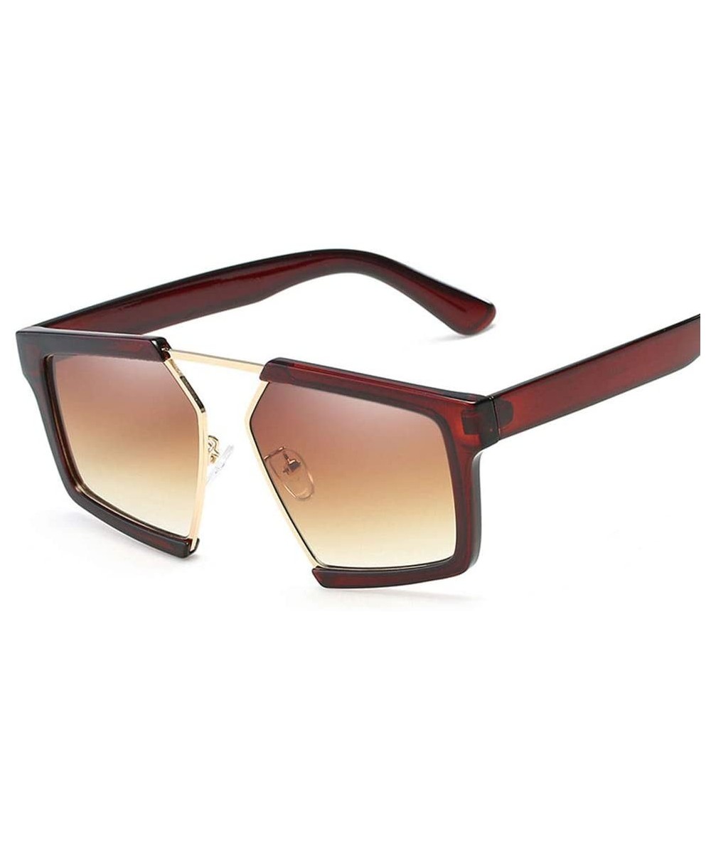 Personality Oversized Sunglasses Protection - Dark Brown/Brown - C618XOX3YKH $27.58 Oversized