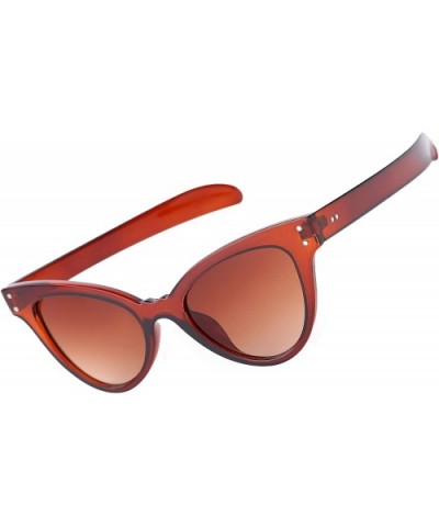 Classic Womens Cat Eye Glasses Sunglasses Tinted Lens UV400 Protection - Brown Frame / Brown Lens - CQ12NSLTLBF $10.26 Cat Eye